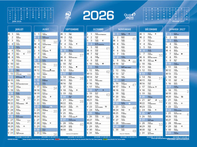 QUO VADIS Calendrier de banque bleu, 430 x 335 mm, 2026