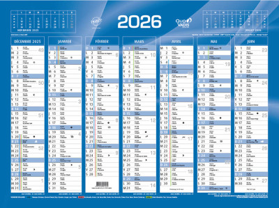 QUO VADIS Calendrier de banque bleu, 550 x 405 mm, 2026