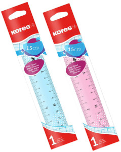 Kores Règle plate, 150 mm, transparent, assorti