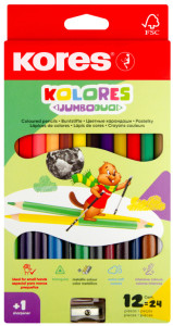 Kores Crayon de couleur Kolores JUMBO DUO, étui carton de 12