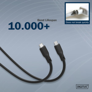 DIGITUS Câble USB 4.0 en silicone, USB-C, 0,5 m