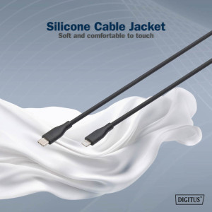 DIGITUS Câble silicone, USB-C - Lightning, 0,5 m