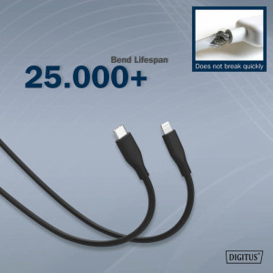 DIGITUS Câble silicone, USB-C - Lightning, 0,5 m