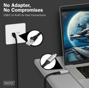 DIGITUS Câble Ethernet USB 3.2, USB-C - RJ45 mâle, 5 m