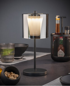 Lampe de table LED à piles APS ANTON, noire