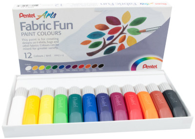 PentelArts Peinture tissu Fabric Fun Paint Colours set de 12