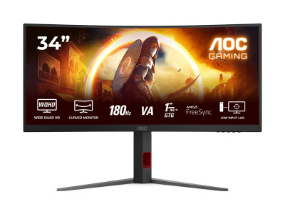 AOC : 34 W VA 1500R WQHD 180HZ 0.5MS 2H1DP HDR10 HEIGHT ADJUSTABLE ST