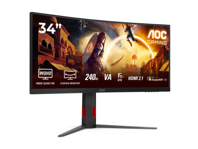 AOC : 34 W VA 1500R WQHD 240HZ 0.3MS 2H(2.1)1DP HDR400 HEIGHT ADJUSTA
