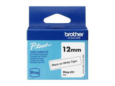 Brother : BLACK ON WHITE 12MM 4M UNLAMINATED