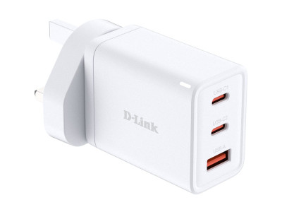 D-Link : 65W GAN CHARGER 2 USB-C PORTS 1 USB-A PORT SIMULTANEOUS CHARGING