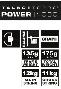 TALBOT torro Raquette de squash Power 4000, noir/orange