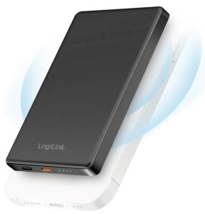 Batterie externe magnétique LogiLink, 5 000 mAh, USB-C, noire