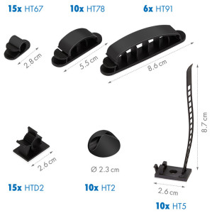 Kit de rangement de câbles LogiLink, 128 pièces, dans une boîte