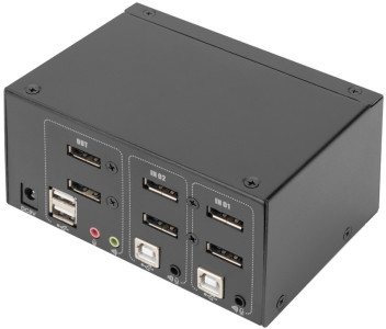 DIGITUS KVM Switch, 2 Port, Dual Display, 4K, DisplayPort
