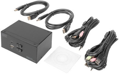 DIGITUS KVM Switch, 2 Port, Dual Display, 4K, DisplayPort