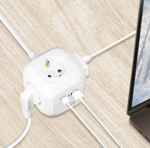 Multiprise 4 prises LogiLink + 2 ports USB, blanc