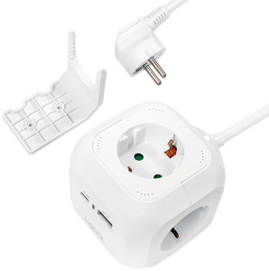 Multiprise 4 prises LogiLink + 2 ports USB, blanc