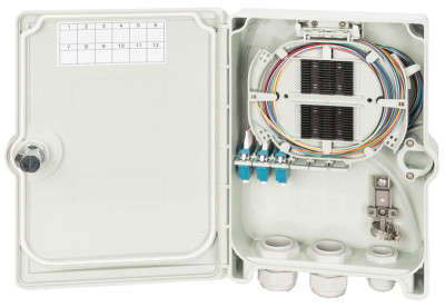 DIGITUS Boîtier de raccordement FTTH/FTTB, 12x LC/PC, garni