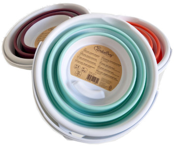 Linden Berg Seau, pliable, rond, 10 litres, bleu/blanc