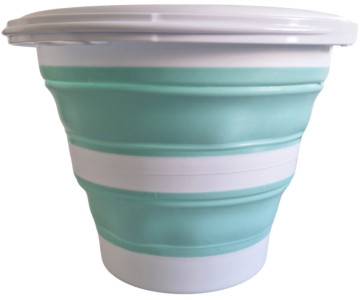 Linden Berg Seau, pliable, rond, 10 litres, bleu/blanc