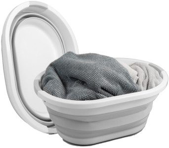Linden Berg Corbeille à linge, pliable, pétrole/blanc