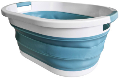 Linden Berg Corbeille à linge, pliable, bleu/blanc