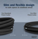 DIGITUS Câble de brassage Slim, cat. 6A, F/FTP, 0,3 m, noir DIGITUS Câble de brassage Slim, cat. 6A, F/FTP, 0,3 m, noir