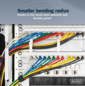 DIGITUS Câble de brassage Slim, cat. 6A, F/FTP, 0,5 m, bleu