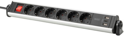 Multiprise de bureau DIGITUS, 6 prises, 3 x USB, commutateur