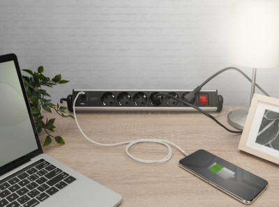 Multiprise de bureau DIGITUS, 6 prises, 3 x USB, commutateur
