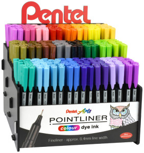 PentelArts Feutre POINTLINER colour dye ink, présentoir