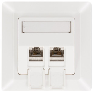 LogiLink Anschlussdose für Keystone-Module, 2-fach, reinweiß