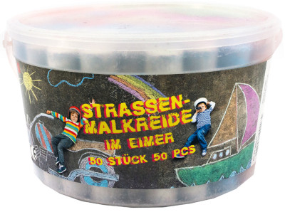 JAMASIA Craie de trottoir avec paillettes, seau de 50