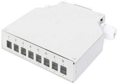 DIGITUS Boîte d'épissure pour rails DIN, pour 8 LC/DX, gris