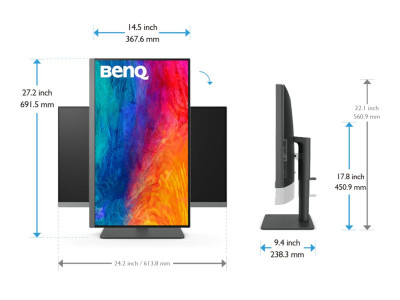 Benq : BENQ 4K 27 IPS MONITOR 62HZ DARK GREY3840X21602.5WX2USB-C
