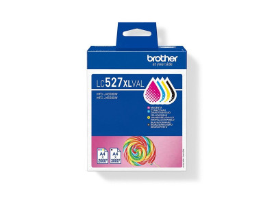 Brother LC527XL Value Pack de 4 à rendement élevé Noir 3000 p, Cyan, Magenta, Jaune 2000 p