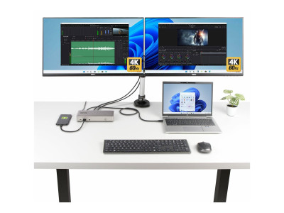 Startech : STATION D ACCUEIL USB4 pour 3 ECRANS 4K 60HZ 100W 25GBE