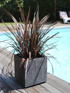 Fin de série : Jardinière EDA BASALT, double paroi, 395 mm,