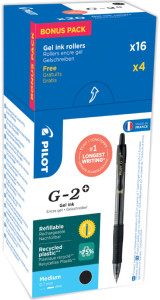 PILOT Stylo roller à encre gel G-2 PLUS 07, VALUE PACK, noir