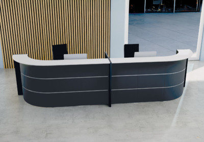 Grand comptoir incurvé Kerkmann BARI haut/bas, blanc