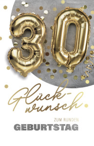 Carte d'anniversaire SUSY CARD « Ballons aluminium » - 30e anniversaire