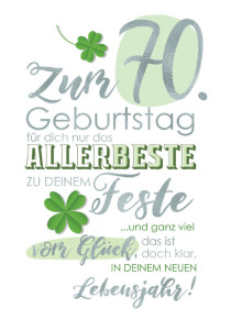 Carte d'anniversaire Cactus « Trèfle » - 70e anniversaire