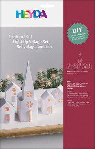 HEYDA Kit village illuminé Maisons & église carton, 5 pièces
