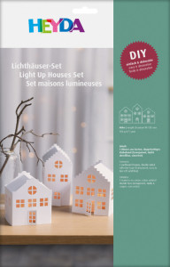 HEYDA Kit village illuminé Maisons, carton, 3 pièces, blanc