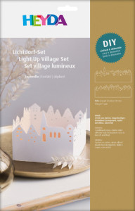 HEYDA Kit village illuminé Leporello, carton, 130 mm, blanc