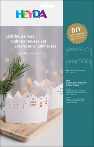 HEYDA Kit village illuminé Leporello, carton, 100 mm, blanc