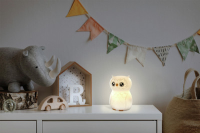 ANSMANN Veilleuse en silicone Hibou Finn, Blanc