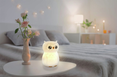 ANSMANN Veilleuse en silicone Hibou Finn, Blanc