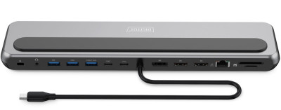 DIGITUS Station d'accueil, USB-C, 12 ports, gris/noir