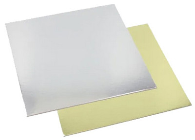 STARPAK Plat à gâteau carré, 280 x 280 mm, or/argent